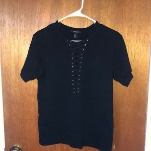 Forever 21 black front lace up top